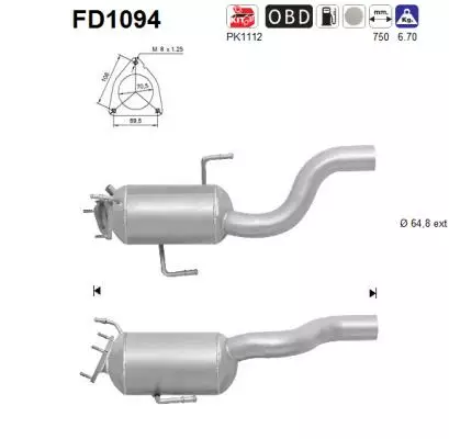 AS Hiukkassuodatin DPF | 098-FD1094 - Pakoputkien hiukkassuodattimet - 098-FD1094 - 1