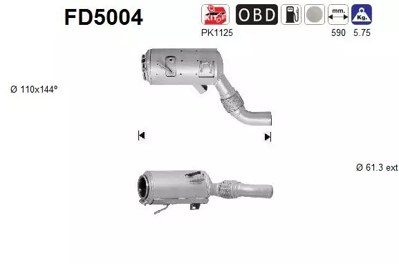 AS Hiukkassuodatin DPF | 098-FD5004 - Pakoputkien hiukkassuodattimet - 098-FD5004 - 1