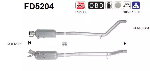 AS Hiukkassuodatin DPF | 098-FD5204 - Pakoputkien hiukkassuodattimet - 098-FD5204 - 1