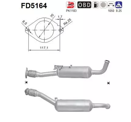 AS DPF-hiukkassuodatin | FD5164 - Pakoputkien hiukkassuodattimet - 098-FD5164 - 1
