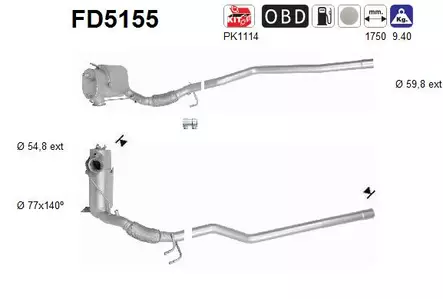 AS Hiukkassuodatin / DPF | 098-FD5155 - Pakoputkien hiukkassuodattimet - 098-FD5155 - 1