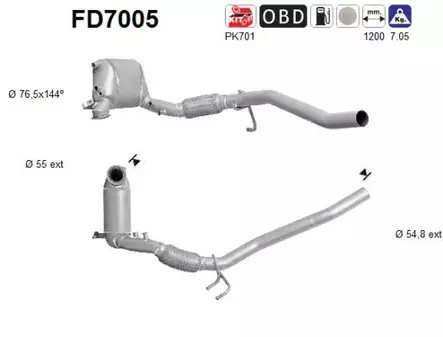 AS Hiukkassuodatin DPF | 098-FD7005 - Pakoputkien hiukkassuodattimet - 098-FD7005 - 1