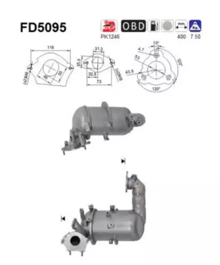 AS Hiukkassuodatin / DPF | 098-FD5095 - Pakoputkien hiukkassuodattimet - 098-FD5095 - 1