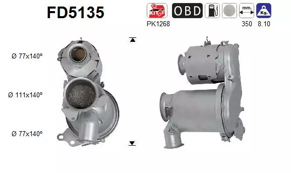 AS Hiukkassuodatin DPF | 098-FD5135 - Pakoputkien hiukkassuodattimet - 098-FD5135 - 1