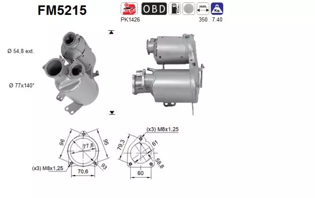 Audi DPF hiukkassuodatin | AS 098-FM5215 - Pakoputkien hiukkassuodattimet - 098-FM5215 - 1