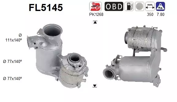 Audi / SEAT / Skoda / Volkswagen DPF hiukkassuodatin | AS 098-FL5145 - Pakoputkien hiukkassuodattimet - 098-FL5145 - 1