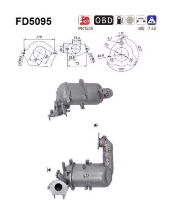 AS Hiukkassuodatin / DPF | 098-FD5095 - Pakoputkien hiukkassuodattimet - 098-FD5095 - 1