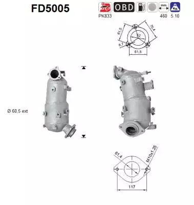 Toyota DPF hiukkassuodatin | AS 098-FD5005 - Pakoputkien hiukkassuodattimet - 098-FD5005 - 1