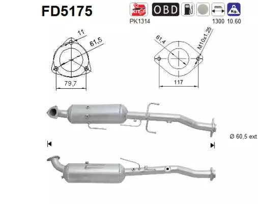 Toyota DPF hiukkassuodatin | AS 098-FD5175 - Pakoputkien hiukkassuodattimet - 098-FD5175 - 1