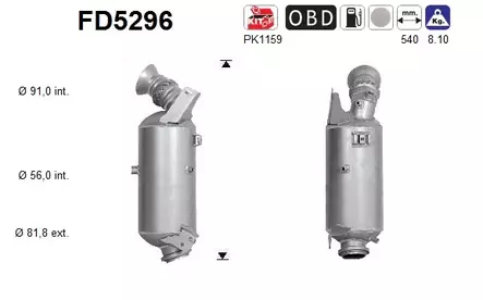 AS Hiukkassuodatin DPF | 098-FD5296 - Pakoputkien hiukkassuodattimet - 098-FD5296 - 1