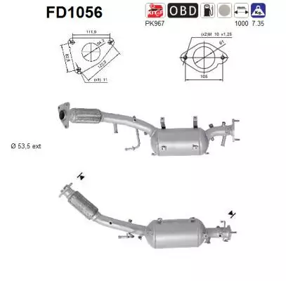 AS Hiukkassuodatin DPF | 098-FD1056 - Pakoputkien hiukkassuodattimet - 098-FD1056 - 1