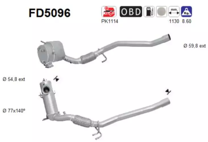 AS Hiukkassuodatin DPF | 098-FD5096 - Pakoputkien hiukkassuodattimet - 098-FD5096 - 1