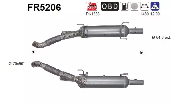 Citroën / Peugeot DPF hiukkassuodatin | AS 098-FR5206 - Pakoputkien hiukkassuodattimet - 098-FR5206 - 1