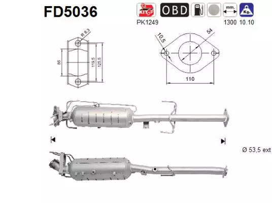 AS Hiukkassuodatin DPF | 098-FD5036 - Pakoputkien hiukkassuodattimet - 098-FD5036 - 1