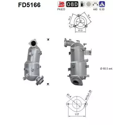 Toyota DPF hiukkassuodatin | AS 098-FD5166 - Pakoputkien hiukkassuodattimet - 098-FD5166 - 1