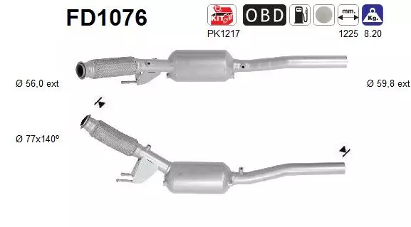 Volkswagen DPF hiukkassuodatin | AS 098-FD1076 - Pakoputkien hiukkassuodattimet - 098-FD1076 - 1