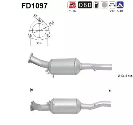 AS Hiukkassuodatin / DPF | 098-FD1097 - Pakoputkien hiukkassuodattimet - 098-FD1097 - 1