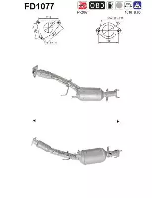 Nissan Qashqai / Renault Koleos DPF hiukkassuodatin | AS 098-FD1077 - Pakoputkien hiukkassuodattimet - 098-FD1077 - 1