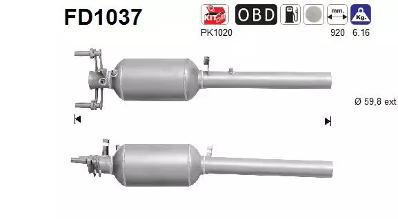 AS Hiukkassuodatin DPF | 098-FD1037 - Pakoputkien hiukkassuodattimet - 098-FD1037 - 1