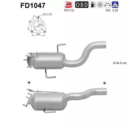 AS Hiukkassuodatin DPF | 098-FD1047 - Pakoputkien hiukkassuodattimet - 098-FD1047 - 1