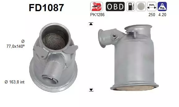 AS Hiukkassuodatin DPF | 098-FD1087 - Pakoputkien hiukkassuodattimet - 098-FD1087 - 1