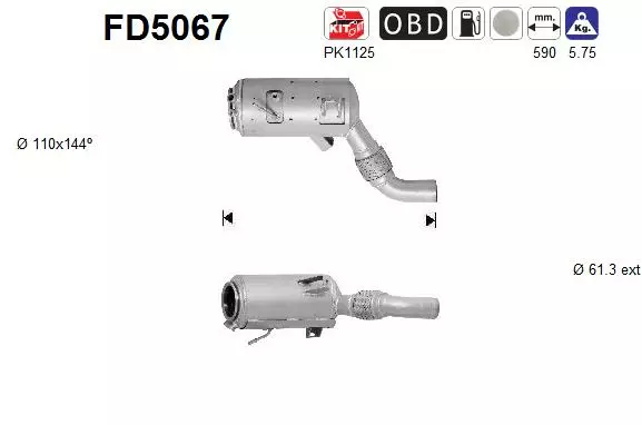 AS Hiukkassuodatin DPF | 098-FD5067 - Pakoputkien hiukkassuodattimet - 098-FD5067 - 1