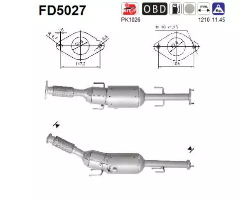 AS Hiukkassuodatin DPF | 098-FD5027 - Pakoputkien hiukkassuodattimet - 098-FD5027 - 1
