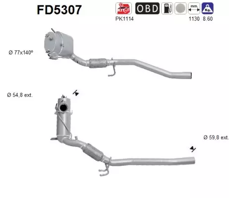 Volkswagen DPF hiukkassuodatin | AS 098-FD5307 - Pakoputkien hiukkassuodattimet - 098-FD5307 - 1