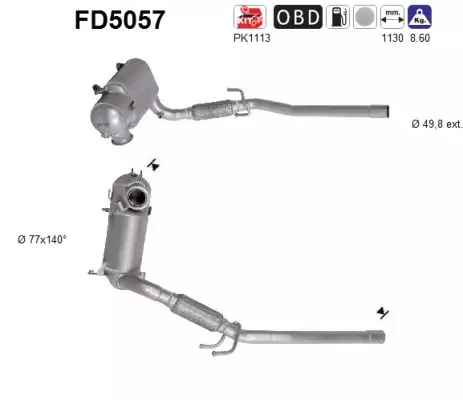 SEAT DPF hiukkassuodatin | AS 098-FD5071 - Pakoputkien hiukkassuodattimet - 098-FD5057 - 1