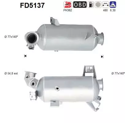 Volkswagen DPF hiukkassuodatin | AS 098-FD5137 - Pakoputkien hiukkassuodattimet - 098-FD5137 - 1