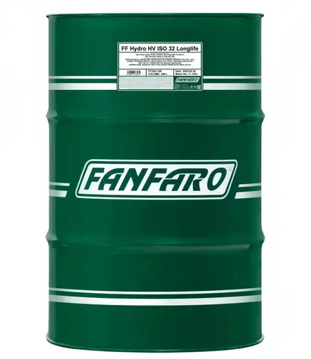FANFARO Hydro HV ISO 32 Longlife 2201 Hydrauliikkaöljy | 208L Tynnyri - Raskaankaluston hydrauliöljyt - FF2201-208 - 1