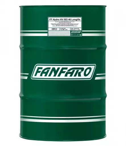 FANFARO Hydro HV ISO 46 Longlife Hydrauliöljy | 208L Tynnyri - Raskaankaluston hydrauliöljyt - FF2202-208 - 1