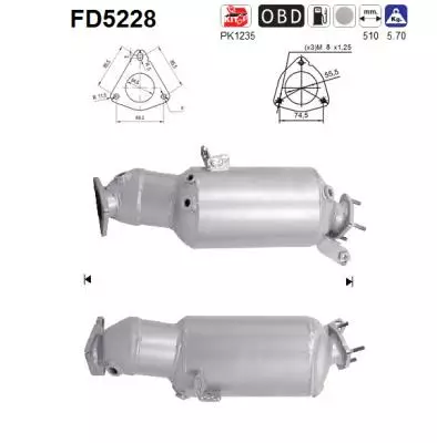 AS Hiukkassuodatin / DPF | 098-FD5228 - Pakoputkien hiukkassuodattimet - 098-FD5228 - 1
