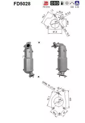 AS Hiukkassuodatin DPF | 098-FD5028 - Pakoputkien hiukkassuodattimet - 098-FD5028 - 1