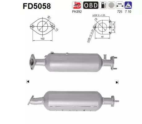 AS Hiukkassuodatin DPF | 098-FD5058 - Pakoputkien hiukkassuodattimet - 098-FD5058 - 1
