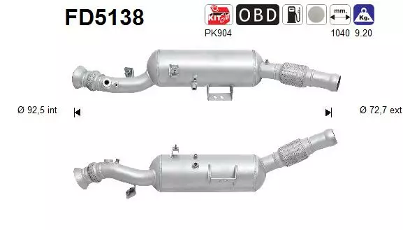 AS Hiukkassuodatin DPF | 098-FD5138 - Pakoputkien hiukkassuodattimet - 098-FD5138 - 1