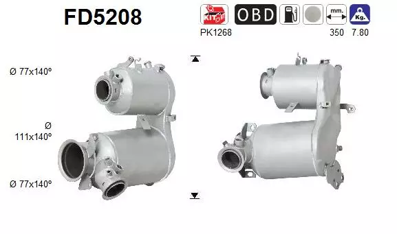AS Hiukkassuodatin DPF | 098-FD5208 - Pakoputkien hiukkassuodattimet - 098-FD5208 - 1