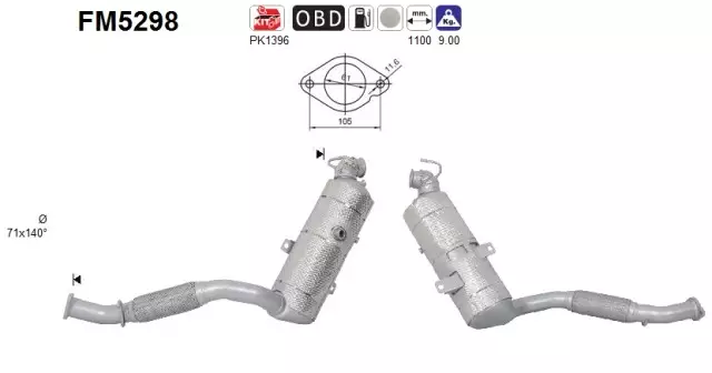 Ford DPF hiukkassuodatin | AS 098-FM5298 - Pakoputkien hiukkassuodattimet - 098-FM5298 - 1