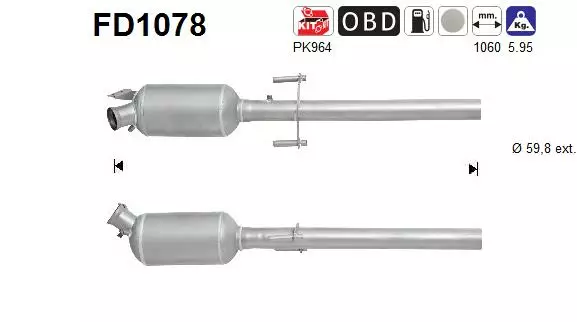 AS Hiukkassuodatin DPF | 098-FD1078 - Pakoputkien hiukkassuodattimet - 098-FD1078 - 1
