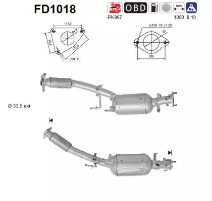 AS Hiukkassuodatin DPF | 098-FD1018 - Pakoputkien hiukkassuodattimet - 098-FD1018 - 1