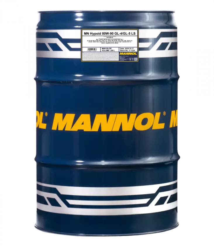 MANNOL 8106 HYPOID GL5 80W-90 LS VETOPYÖRÄSTÖ-ÖLJY 208 L - Raskaankaluston vaihteisto- ja peräöljyt - MN8106-208 - 1