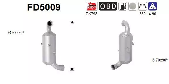AS Hiukkassuodatin DPF | 098-FD5009 - Pakoputkien hiukkassuodattimet - 098-FD5009 - 1
