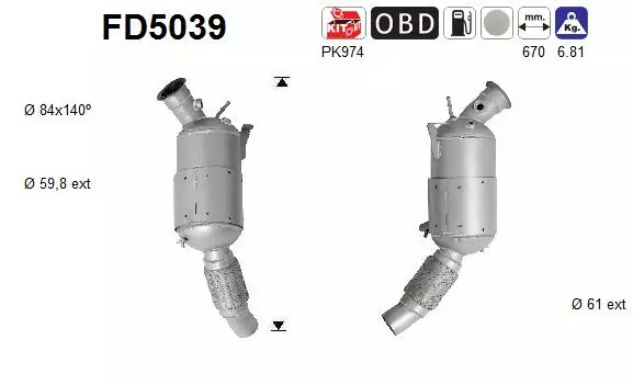 AS Hiukkassuodatin DPF | 098-FD5039 - Pakoputkien hiukkassuodattimet - 098-FD5039 - 1