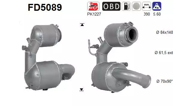 AS Hiukkassuodatin DPF | 098-FD5089 - Pakoputkien hiukkassuodattimet - 098-FD5089 - 1