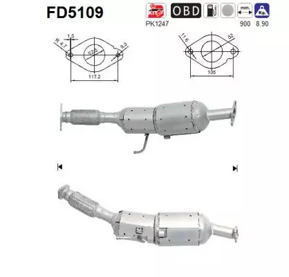AS Hiukkassuodatin DPF | 098-FD5109 - Pakoputkien hiukkassuodattimet - 098-FD5109 - 1