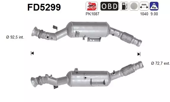 AS Hiukkassuodatin DPF | 098-FD5299 - Pakoputkien hiukkassuodattimet - 098-FD5299 - 1
