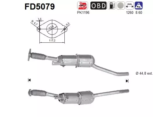 AS Hiukkassuodatin DPF | 098-FD5079 - Pakoputkien hiukkassuodattimet - 098-FD5079 - 1