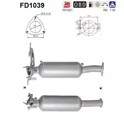 Volvo DPF hiukkassuodatin | AS 098-FD103 - Pakoputkien hiukkassuodattimet - 098-FD1039 - 1