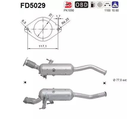 Nissan / Opel / Renault DPF hiukkassuodatin | AS 098-FD5029 - Pakoputkien hiukkassuodattimet - 098-FD5029 - 1
