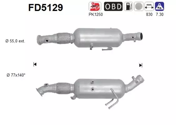 Volkswagen DPF hiukkassuodatin | AS 098-FD5129 - Pakoputkien hiukkassuodattimet - 098-FD5129 - 1